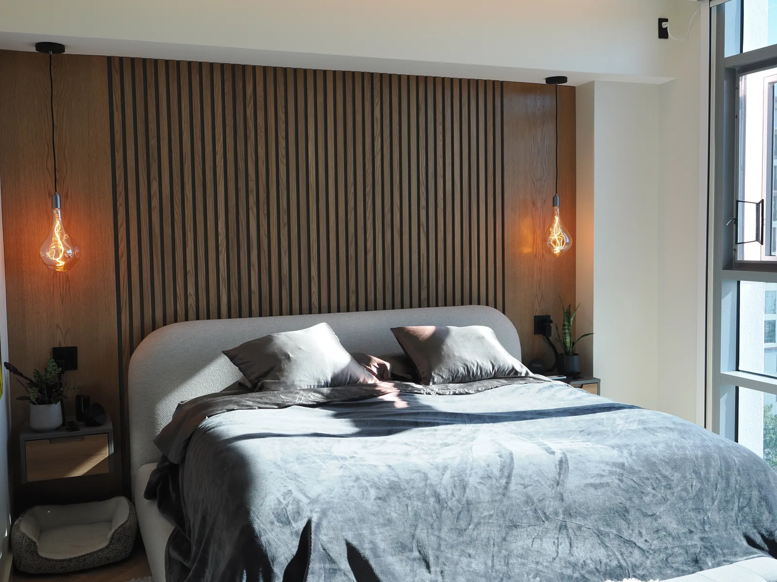 Slatted bedroom & wardrobe completed by LeVika Furniture