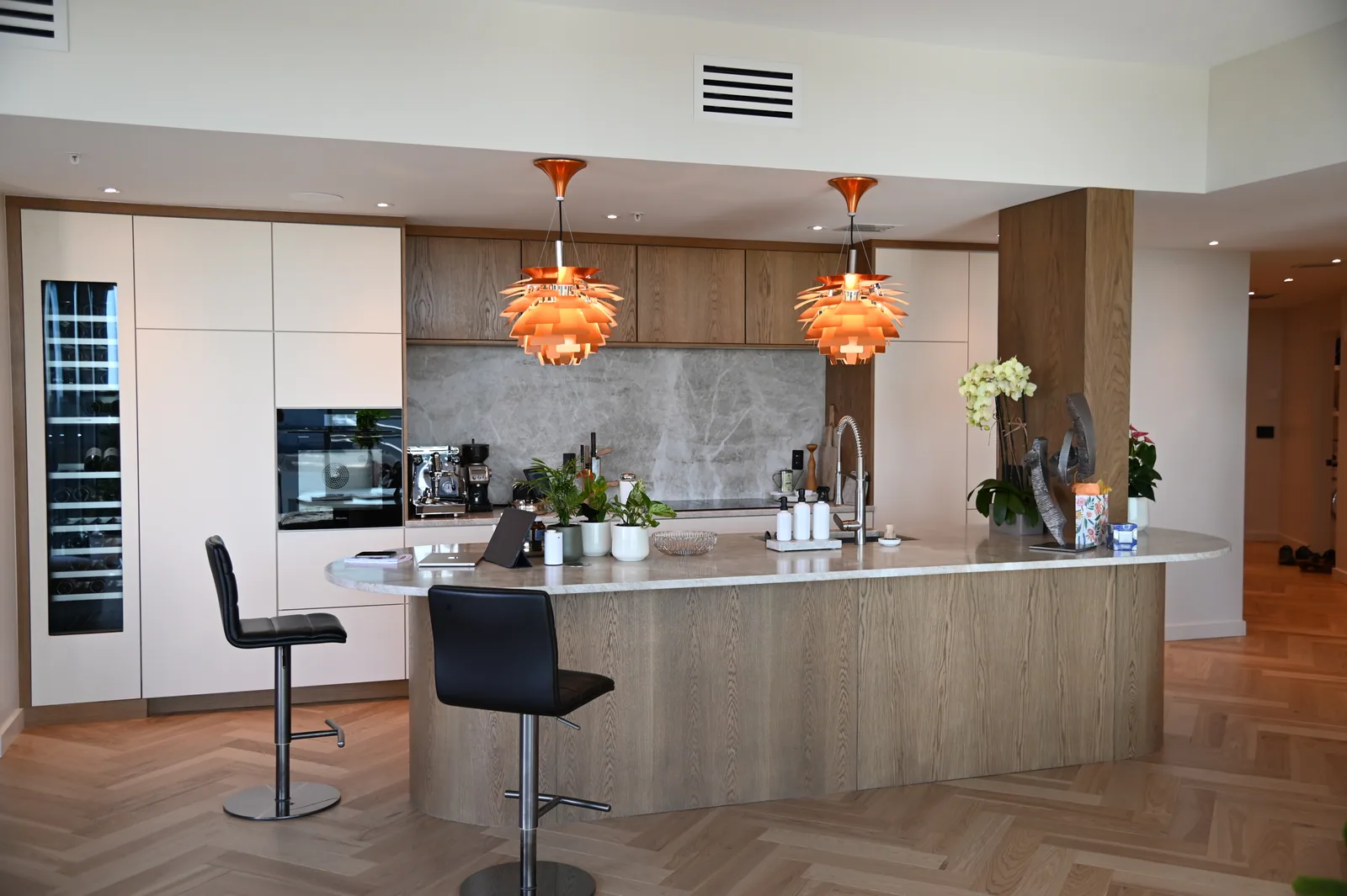 Wood & white kitchen completed by LeVika Furniture